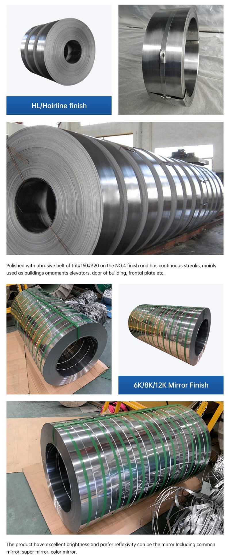 Jisco 1250mm Width Cold Rolled Ba Mirror Finish Grade 410 430 Stainless Steel Coil in Stock Ss 201 316 Coils