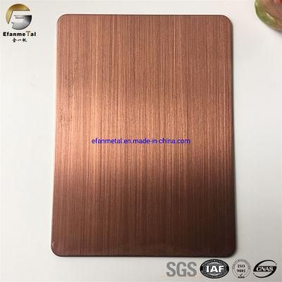 Ef114 Original Factory Free Sample Villa Decoration 4*8 304 Bronze Brushed Matt Stainless Steel Sheets