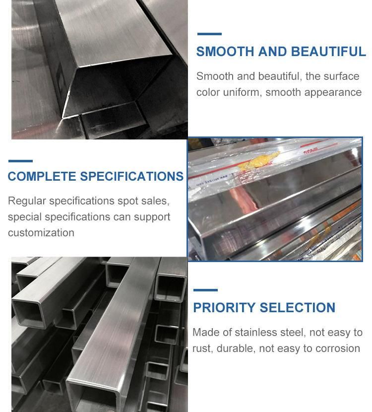 Bright Finished SS304 316 201 Stainless Steel Square Pipe Hollow Section Seamless Tube
