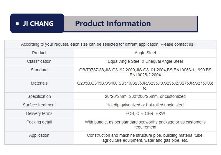 Q345 Q235 Equal /Unequal Angle Steel Ss400 Hot Rolled Iron Steel Angles Bar /China Angle Steel Bar Factory Price