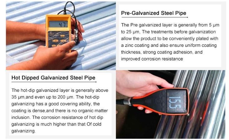 Food/Beverage/Dairy Products Carbon Zhongxiang Standard Iron Pre Galvanized Steel Pipe