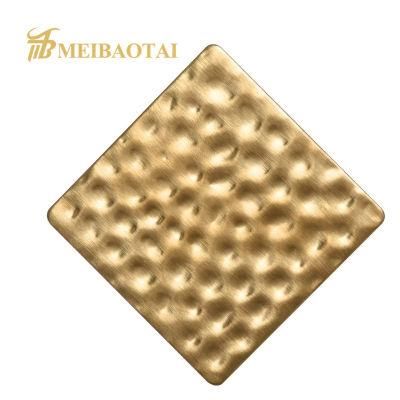 Texture Stamped Golden Copper Sliver 1220*2440 mm Construction Materials Decorative Plate Grade 304 Stainless Steel Plate for Building Project