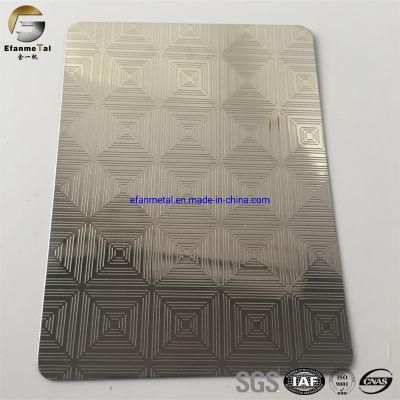 Ef213 Original Factory Hotel Decoration Projects Lobby Panels Silver Stamped Stainless Steel Plates