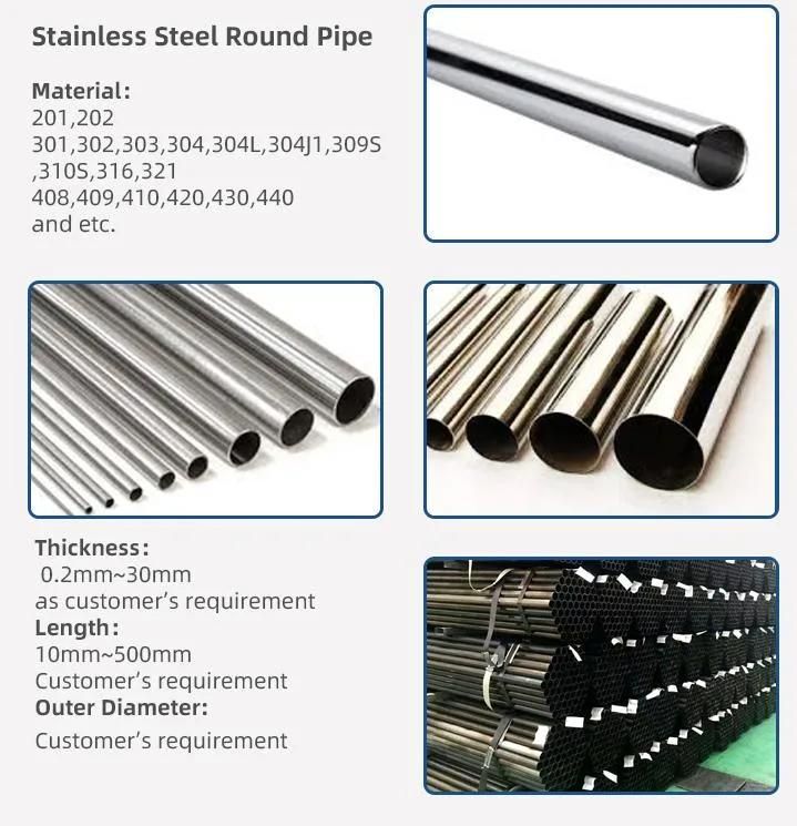ASTM AISI JIS 304 316L Round Stainless Steel Pipe Tube