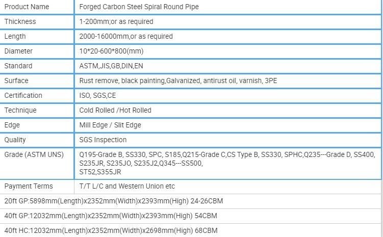 Black Painted Spiral Welded Carbon Steel Pipe