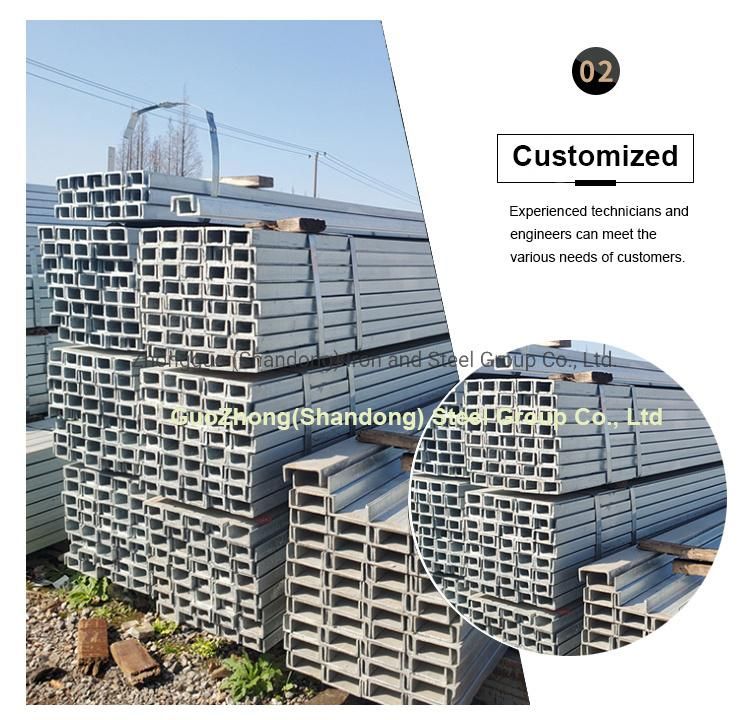Top Selling Gi Steel Channel Guozhong Cold Bending Galvanized Carbon Alloy Steel Channel in Stock