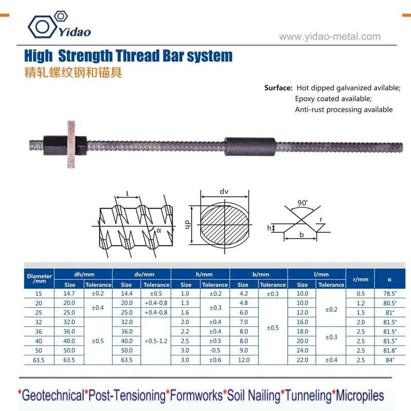 950MPa Screw Thread Steel Bar for Prestressing Concrete