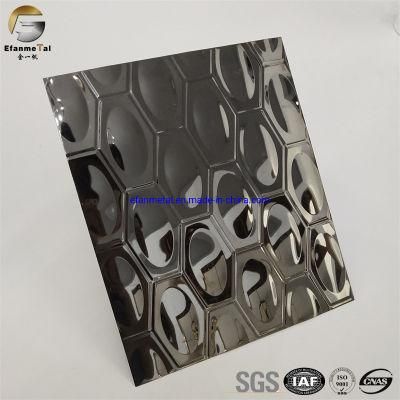 Ef265 Original Factory Hotel Ceiling Cladding Panels 0.8mm 304 Black Mirror Egg Shape Embossing Stainless Steel Sheets