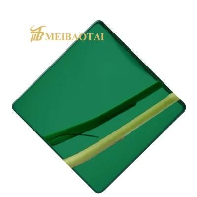 Factory Cheap Price Grade 201 304 4*8FT Green Mirror PVD Color Coating Stainless Steel Sheet for Elevator Lift