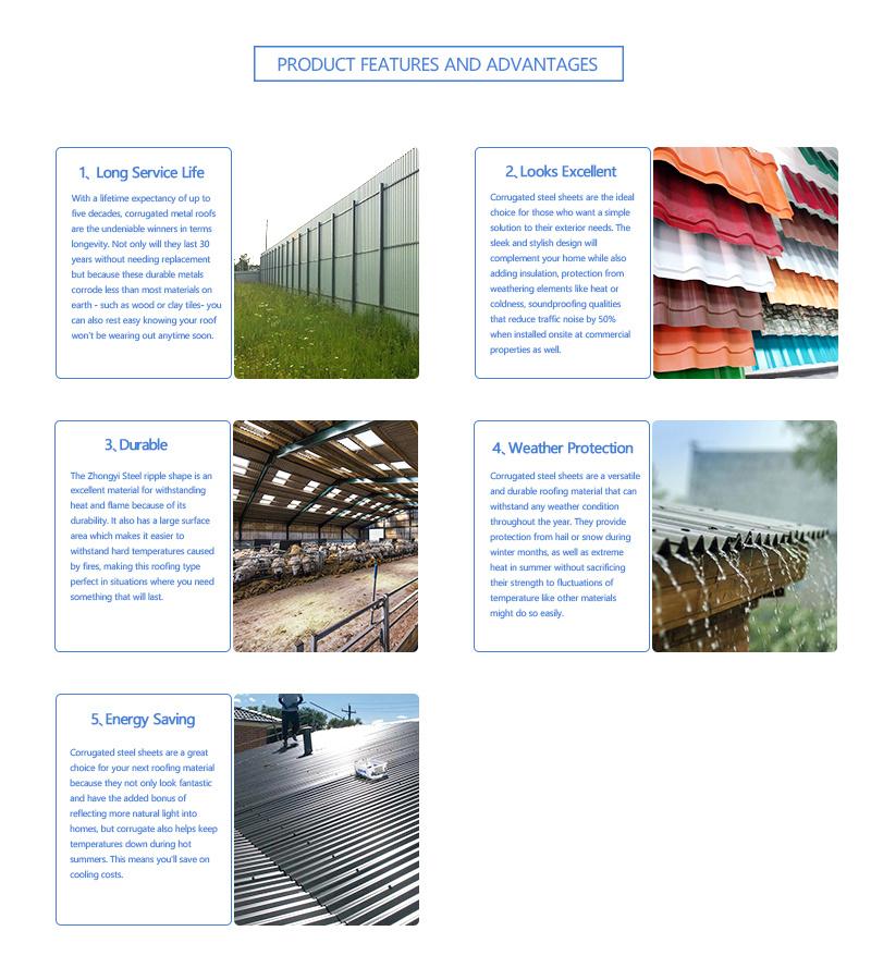 Resin Tile ASTM Metal Galvanized 275g Corrugated Steel Color Sheet for Roofing/Wall