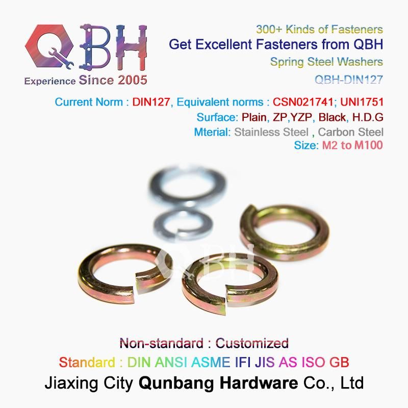 Qbh OEM ODM DIN127A DIN127b Plain/Zinc/ Color-Zinc Yellow Zinc Plated Carbon Steel/Stainless Steel Customized DIN 127 a B Spring Washer Coil Spring Shim