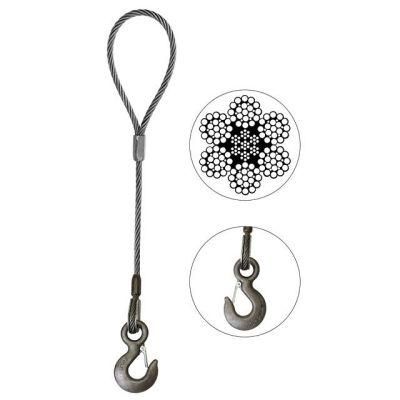 Single Leg Stainless Steel/Galvanized/Bright Wire Rope Lifting Slings - Eye and Eye Hook 6X25