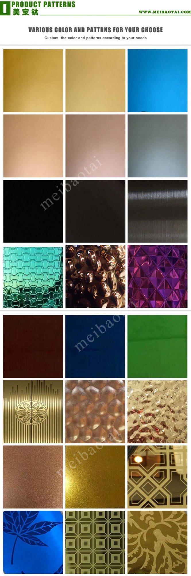 201 304 316 Emerald Green Mirror Finished Stainless Steel Sheet in PVD Color Coating Use for Elevator Decorative Sheet