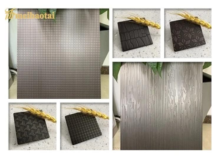 PVD Golden Black Decorative 3D Wall Panels Pattern Embossed 4FT*8FT 0.5mm Grade 201 Stainless Steel Plate