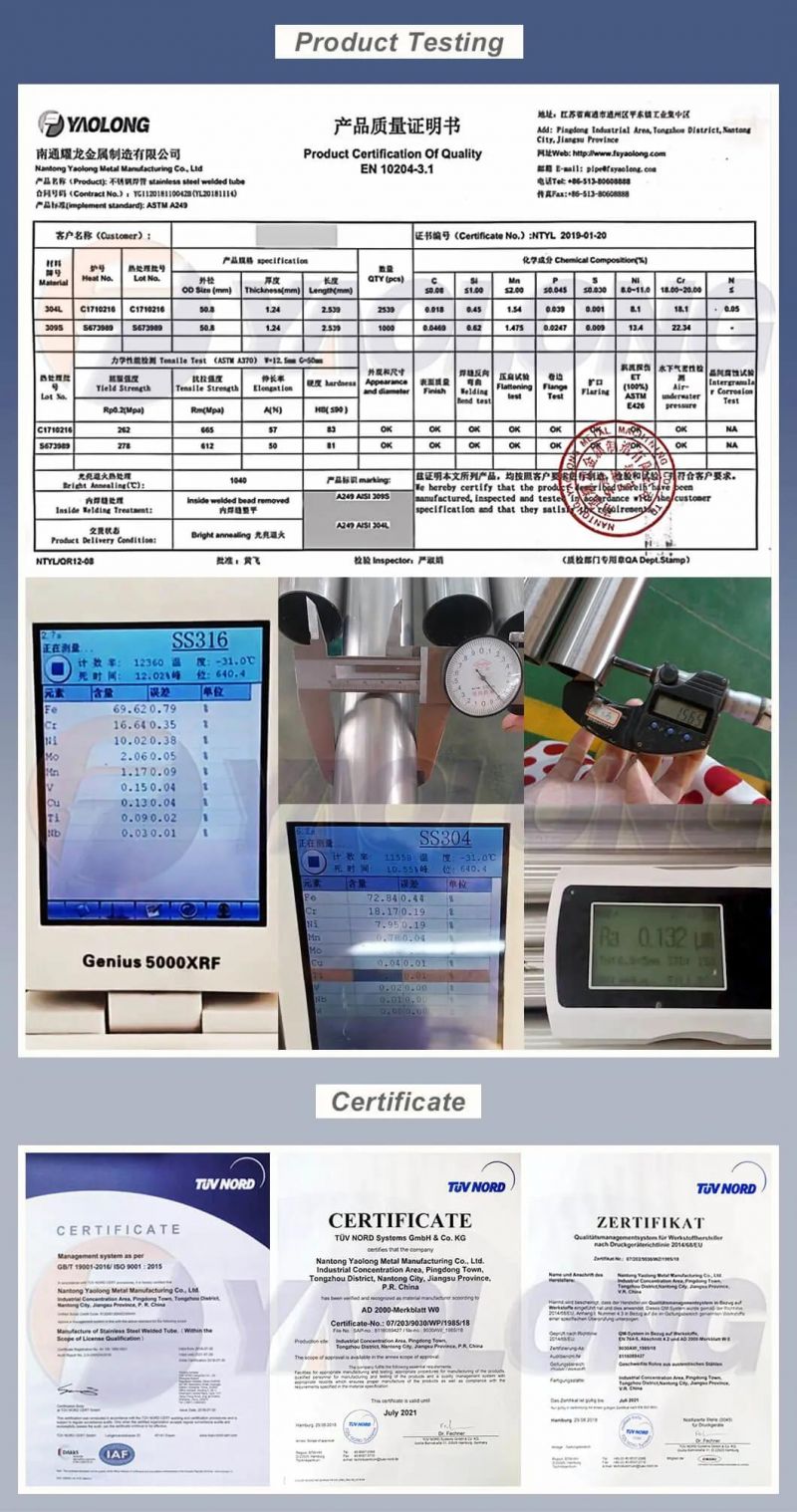 1 Inch TIG Welded Hygienic Grade Stainless Steel Pipe