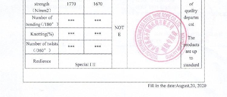 High Strength Corrosion Resistance 316 7*19 Stainless Steel Wire Rope 0.8 Stainless Steel Cable