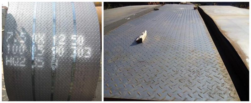 Mild Tread Sheet Ss400 Q235B Q345 Building Material Galvanized Galvalume Roofing Materials Antilip Metal Chequered Sheets Black Checkered Steel Plate for Floor