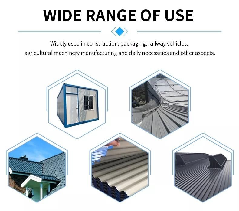 600-1500 Width Ship Plate Zhongxiang PC Zinc Corrugated Roofing Sheet