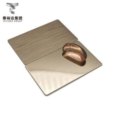 Hot Sell 201 304 Gold PVD Color Coated Slit Edge Hairline Hl Decorative Plate Stainless Steel Sheet for Interior Decoration