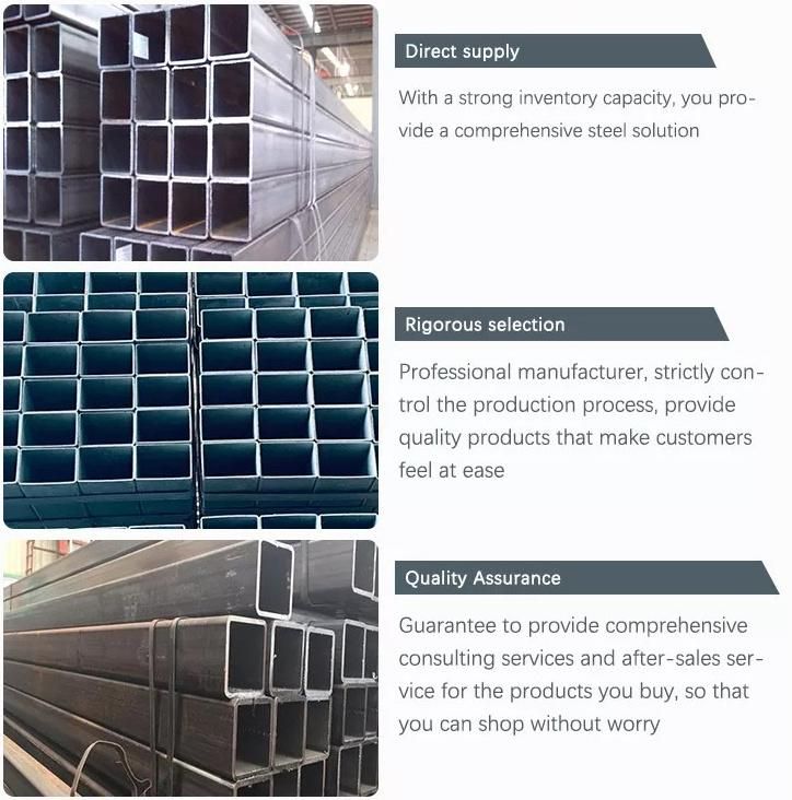 20*20/30*30/40*40/50*50 /60*60 Black Square Square Tube Factory Galvanied Steel Pipe