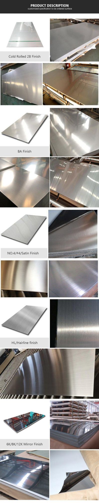 No. 4 2b AISI 430 410 310 316 304 304L 201 Stainless Steel Sheet Plate Price