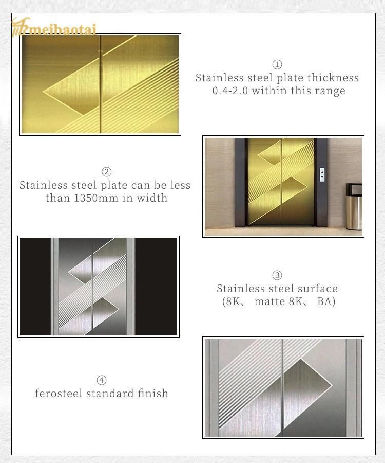 Foshan 304 Gold Coated Etched Stainless Steel Sheet for Elevator Door