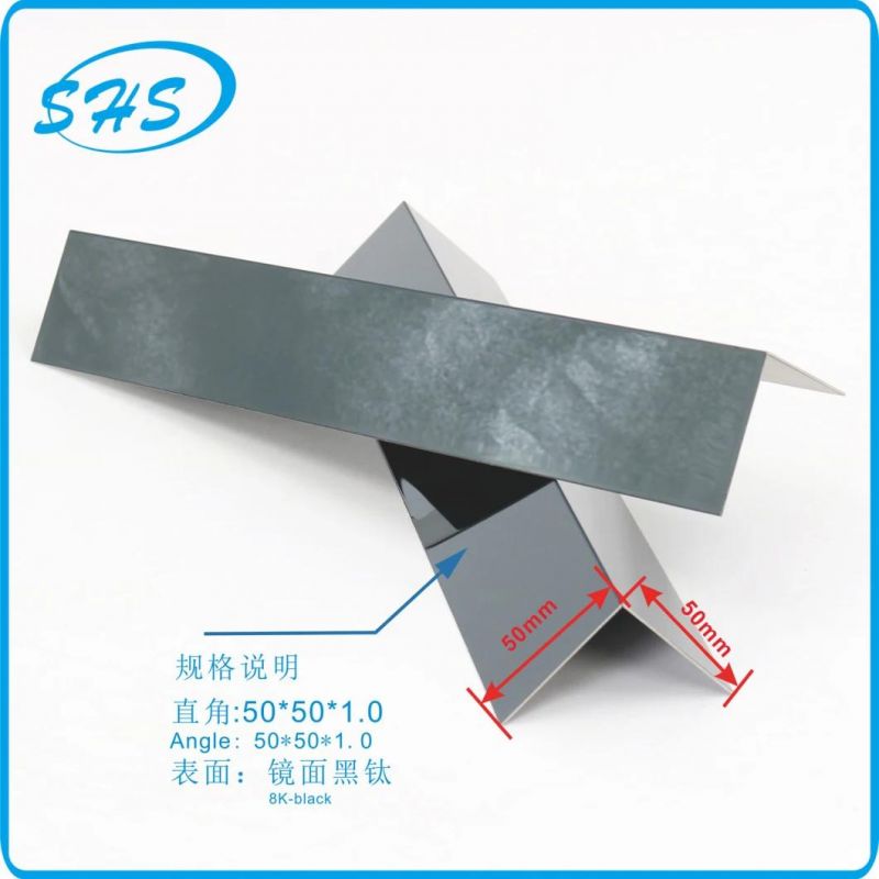 Stainless Steel Angles with Ti-Black Color 800 G Mirror Finish as Protector for Wall Corner