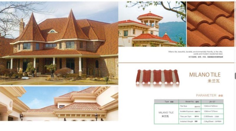 China Roofing Material Types Al-Zn Stone Coated Metal Roofing Tile Factory Warehouse Roofing Material