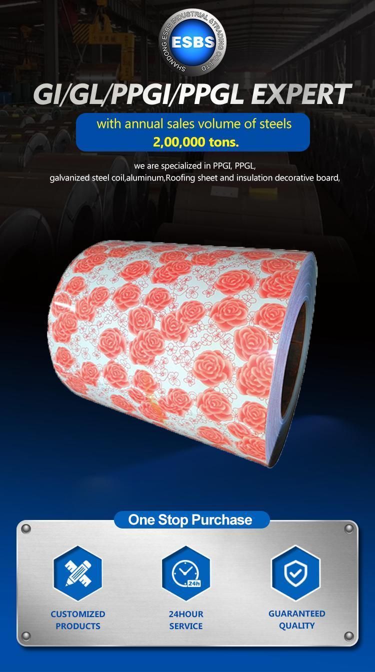 0.30/0.33/0.35/0.40/0.50mm Prime Pre-Painted Galvanized Steel Ink Print 3D Camouflage/Flower/Wooden/Brick/Wall/Marble Stone Designs Patterns PPGI PPGL