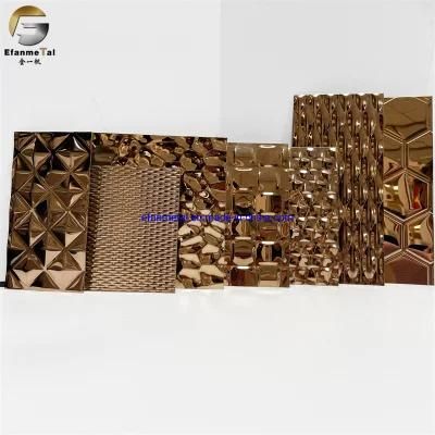 Ef328 Original Factory Elevator SUS304 PVD Price Rose Gold Mirror Embossing Stainless Steel Decorative Plates
