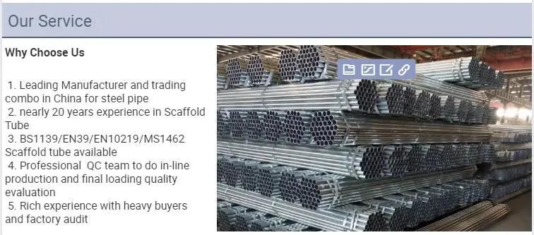 Hollow Section BS 1387 Scaffolding Pipe Pre Galvanized Steel Tube