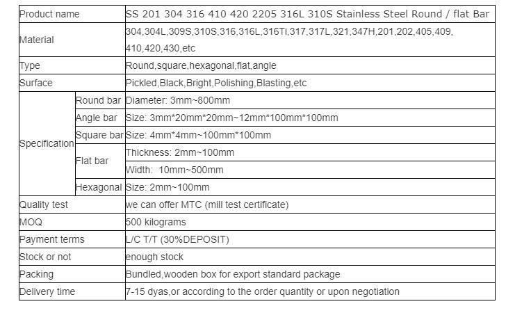 Ss ASTM JIS SUS 304 Solid Stainless Steel Square Round Bar