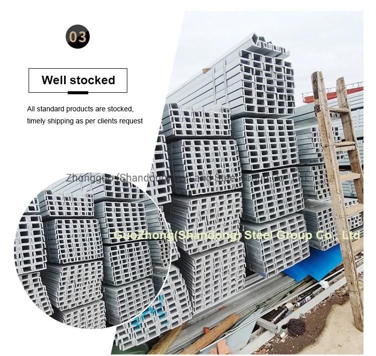 Factory Price Gi Channel Guozhong Hot Dipped Galvanized Carbon Alloy Steel Channel for Sale