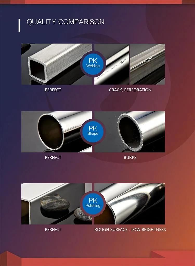 ASTM Round/Square/Rectangular Ss 201 304 316 310S 316ti 309S 409 904 430 Brushed/Mirror Polished Seamless/Welded Stainless Stee Tube
