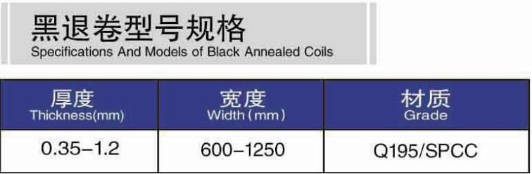 Cold Rolled Black Annealed Steel Coils After Hardened and Tempered