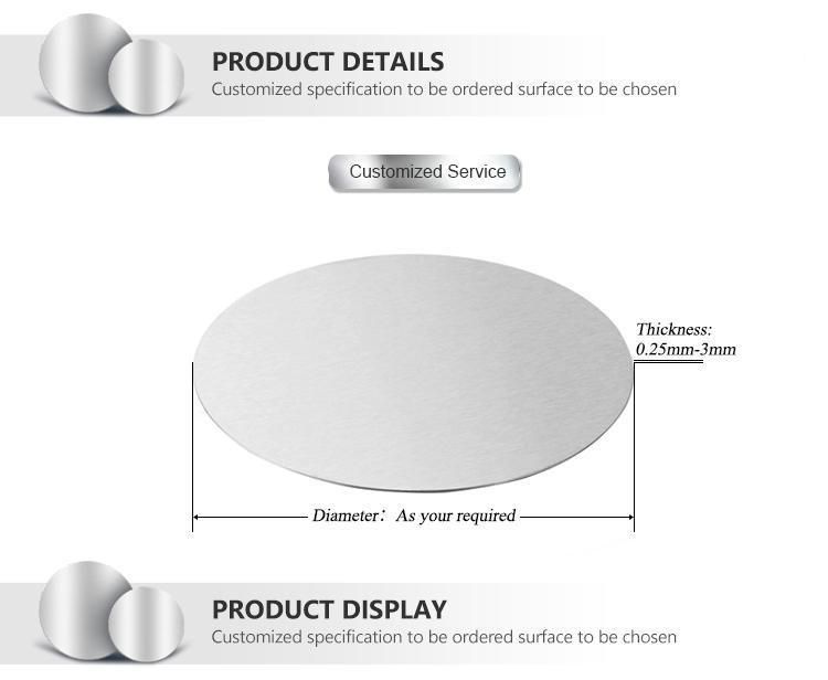 201 202 304 Various of Thickness Stainless Steel Circles for Cooker