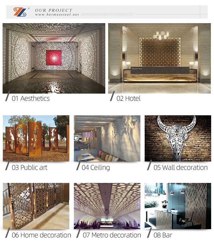 3D Laser Decorative Stainless Steel Sheet for Hotel/Shopping Mall/Restaurant Project