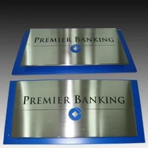 Stainless Steel Company Sign Etched and Paint