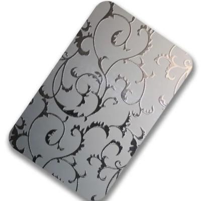 Mirror Etching Customized Pattern Design Metal Sheet Elevator 1219X2438mm 0.65mm Decoration Wall Covering Plate 304 Stainless Steel Plate