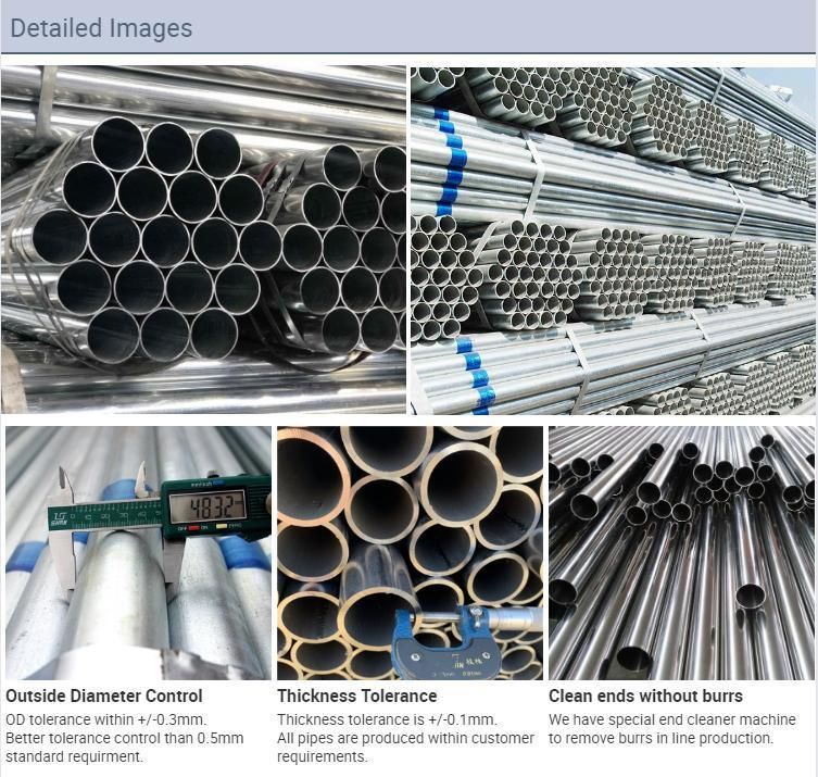 ERW High Quality Q235 Q245b Galvanized Steel Pipe /Tubes 6m