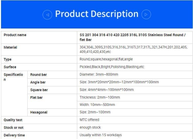 Hot Rolled Bright Surface 201 304 310 316 Stainless Steel Round Bar 2mm, 3mm, 6mm Metal Rod