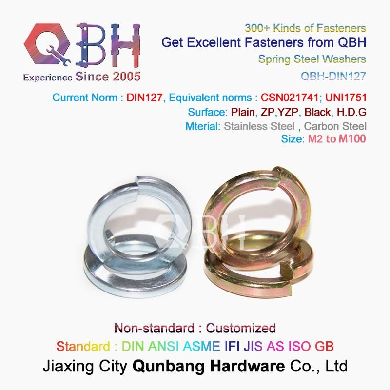 Qbh OEM ODM DIN127A DIN127b Plain/Zinc/ Color-Zinc Yellow Zinc Plated Carbon Steel/Stainless Steel Customized DIN 127 a B Spring Washer Coil Spring Shim