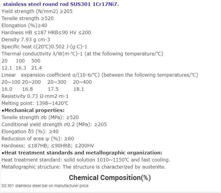 China Inconel 800 High Quality Barra De Acero Inoxidable Stainless Steel Rod