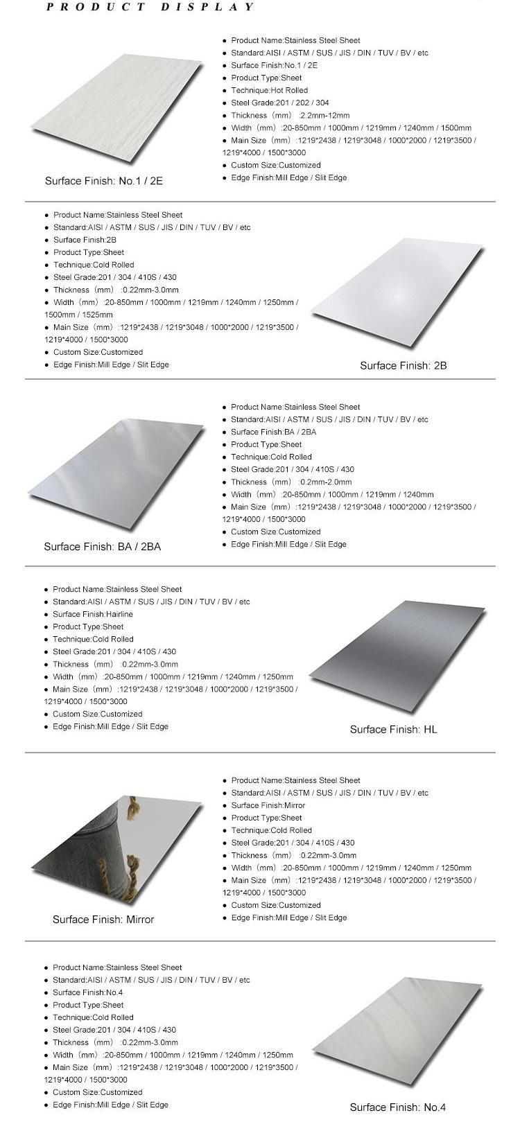 Stainless Steel Plate 304 Mirror 2b Stainless Steel Sheet