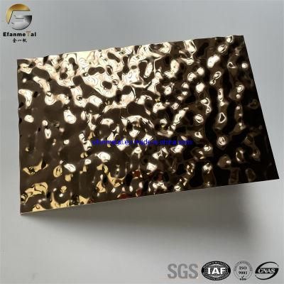 Ef189 Original Factory Hotel Inner Decoration Ceiling 3D Panels Gold Mirror Middle Water Ripple Stainless Steel Sheets