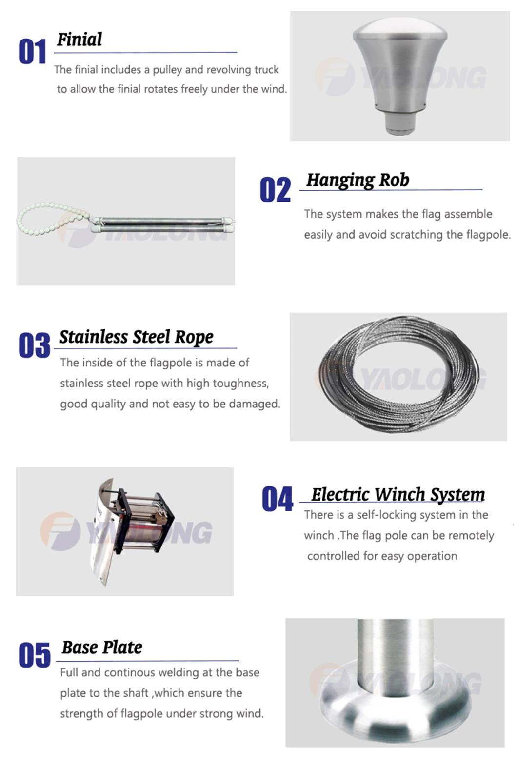 360 Degree No Twist No Rusting 304 Stainless Steel Flagpole