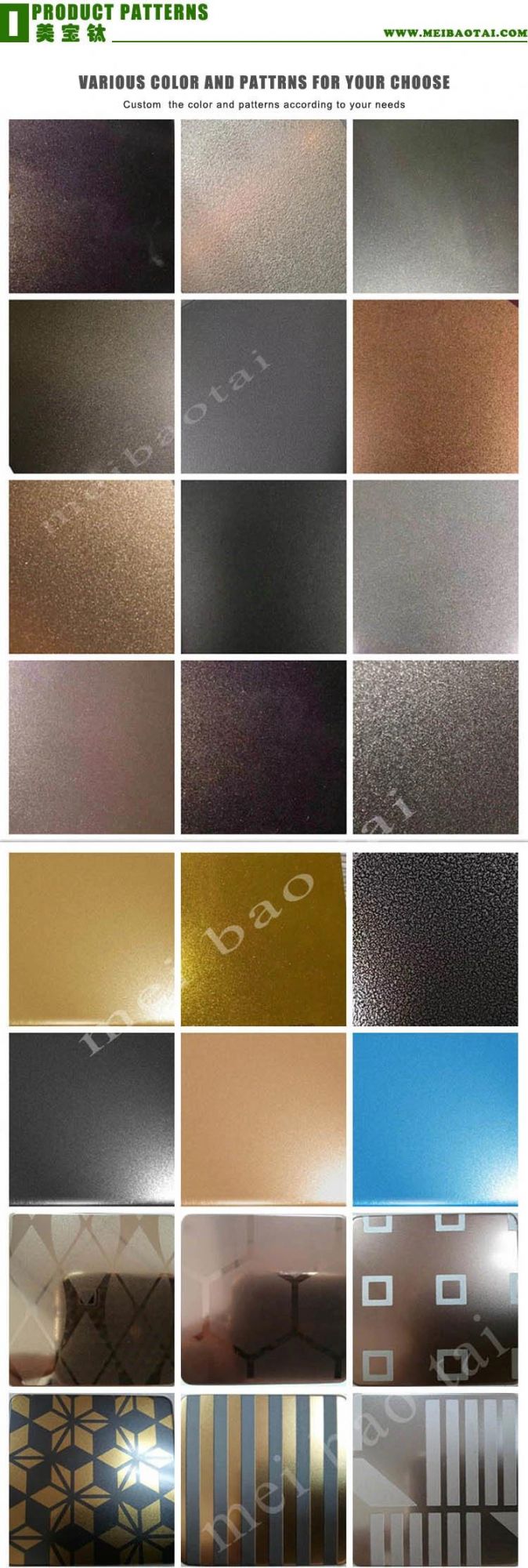 Bead Blasts Sandblast Pattern Design Grade 304 201 0.6 Thickness 4′x8′ Colored Coating Kitchen Cabinet Decoration Stainless Steel Plate