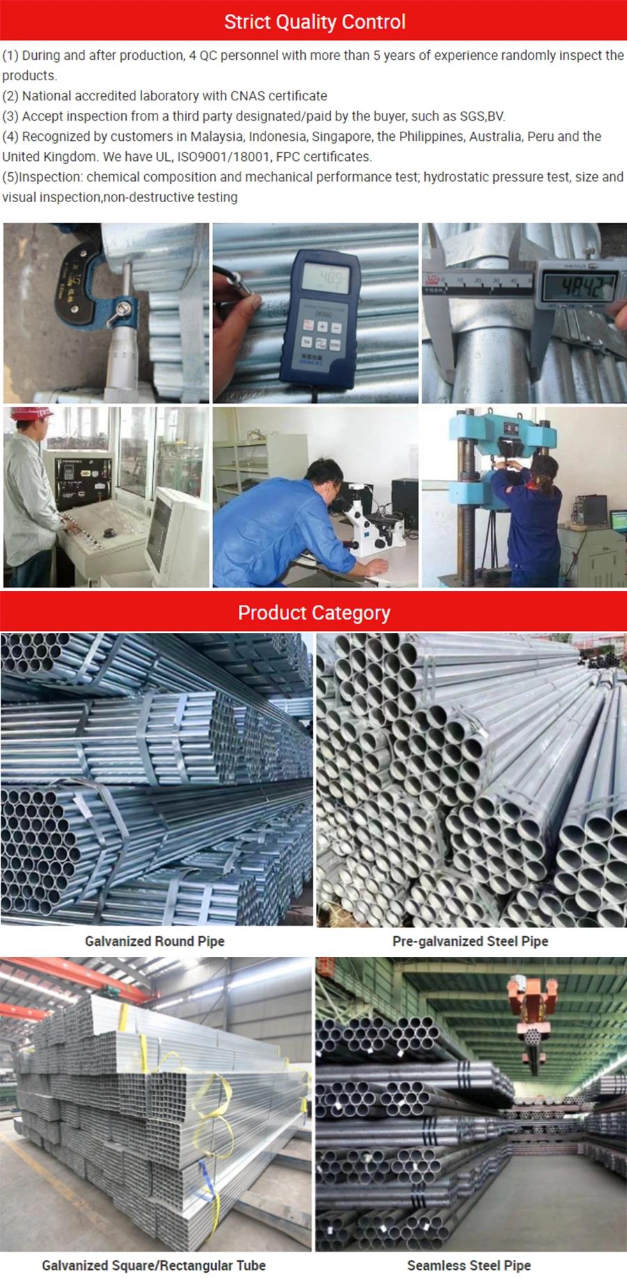 High Quality Q235 Q345 4inch Hot DIP Galvanized Round Steel Pipe Gi Pipe Pre Galvanized Steel Tube