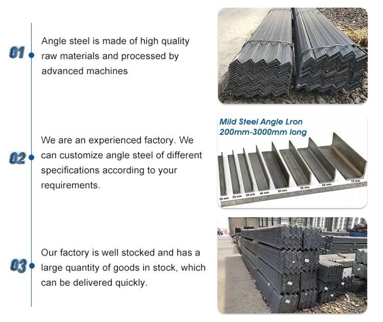 for Project Material Made in China Steel Angle Standard Sizes with Grade En S235jr S355jr Hot Rolled Angle Steel