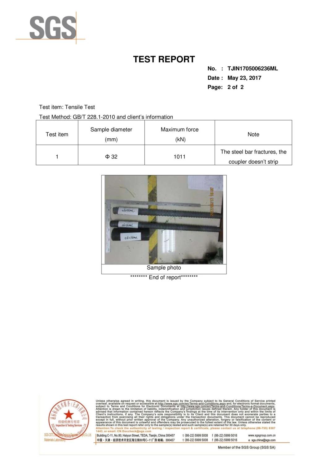 Psb830/1030 Barra De Ancoragem for Geotechnical System